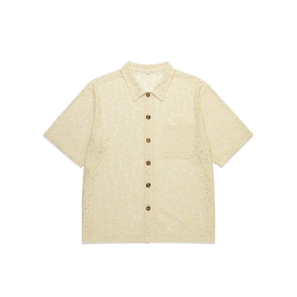 Mutimer Cream Lace Shirt Men’s‎ Short Sleeve Sheer Button Up - Size XL